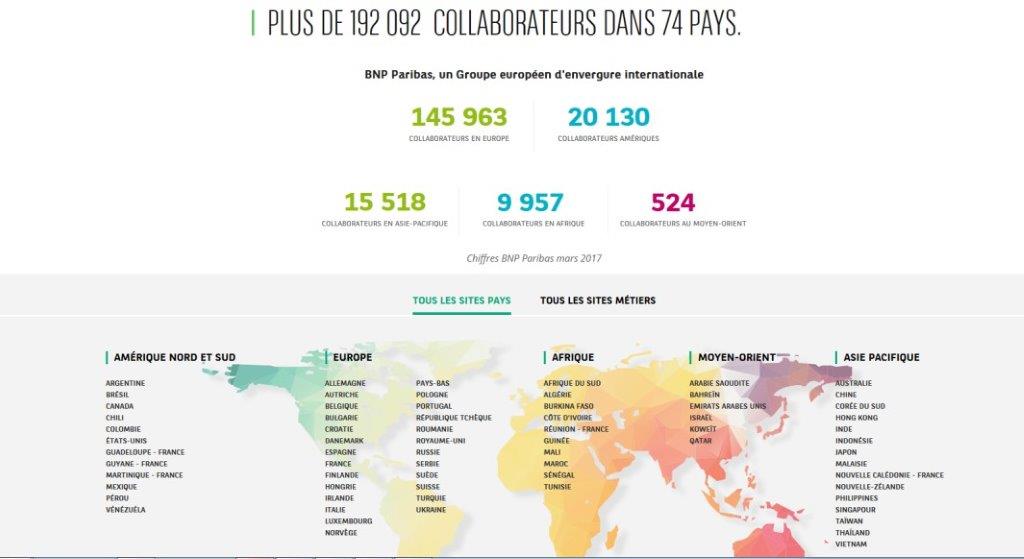 Cartina geografica con elenco dei paesi della rete estera di BNL BNP Paribas per l'internazionalizzazione delle imprese.