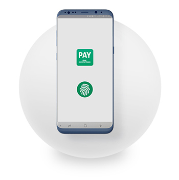 Illustrazione con smartphone con login touch app ID BNL PAY