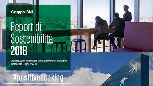 Copertina del Report di sostenibilità 2018 di BNL BNP Paribas.   